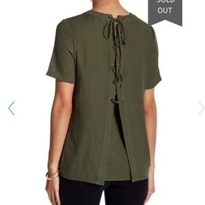 Ro & De Olive Green Lace Up Top - Small